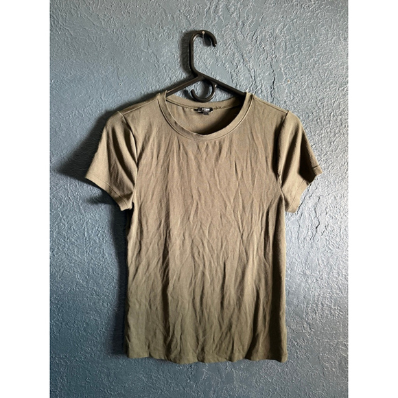EXPRESS Fitted Ribbed Green Tee - Picture 1 of 4